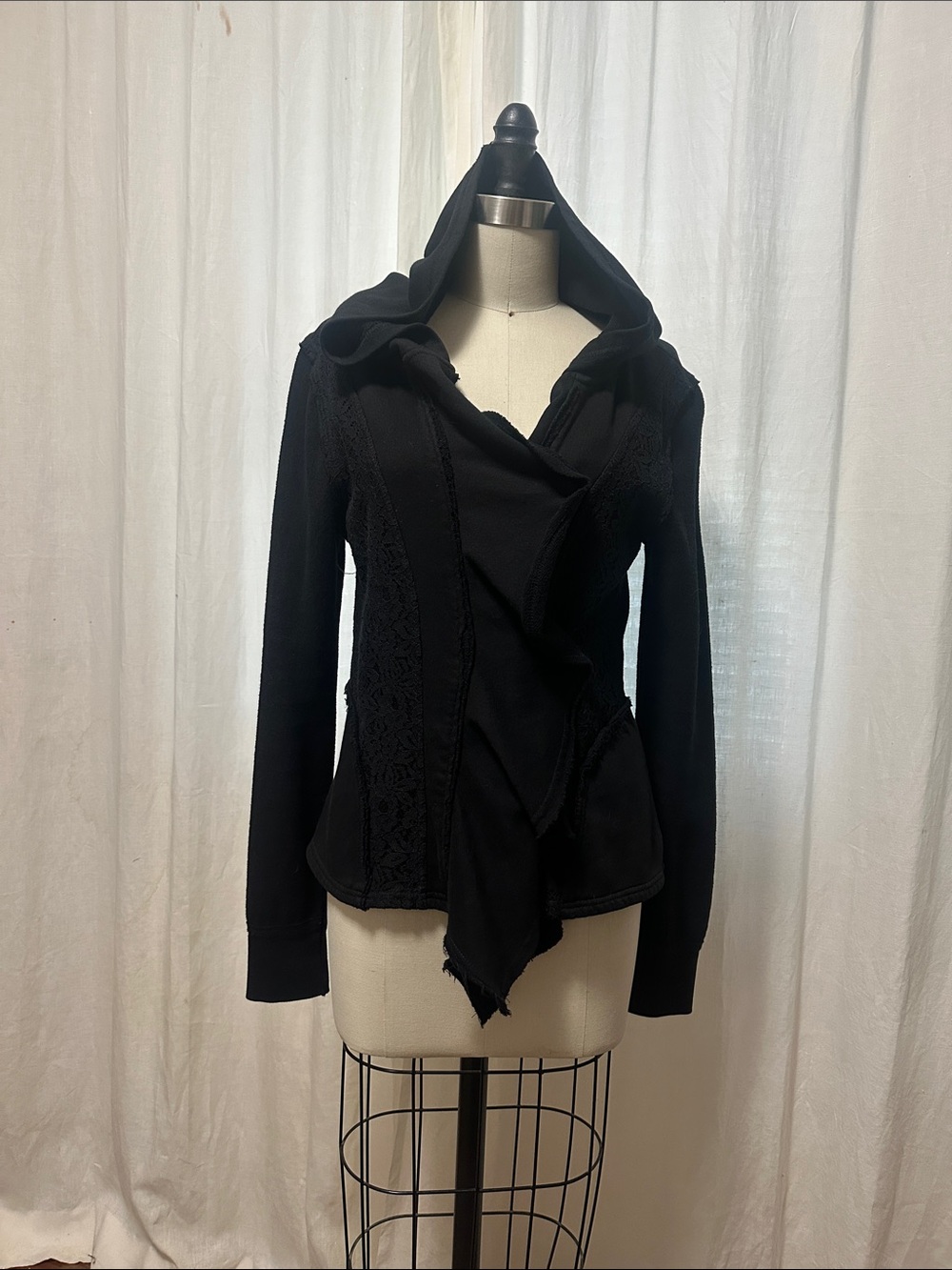 Others Follow Black Hooded Draped Blazer
